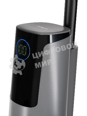 Пылесос вертикальный моющий Hyundai HYV-S01AQUA серый/черный, питание от аккумулятора, 75 Вт, уборка влажная/сбор жидкости/сухая, пылесборник 0.58 л