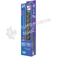 Сетевой фильтр Powercube SPG6-B-5M 5 м, 6 розеток, черный, коробка