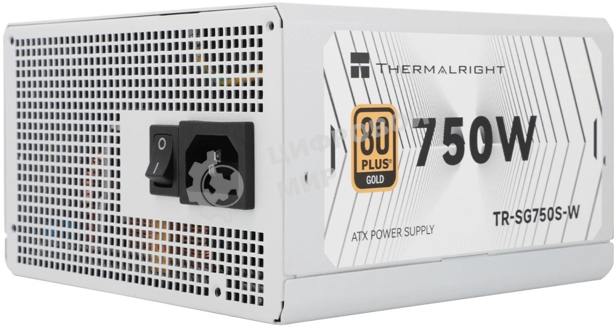 Блок питания 750W/Power Supply Thermalright, 750W 80+ Gold (ATX, 3.1, PCIe 5.1, Non-modular, 1x24(20+4)pin, 1xCPU 8(4+4)pin, 2xPCIe*2 8(6+2)pin, 5xSATA3, 1x12+4pin (12VHPWR PCIe 5.1 12+4pin 600mm), 3xMOLEX4pin, Active, 120x120мм, 150x140x86mm, APFC, white)