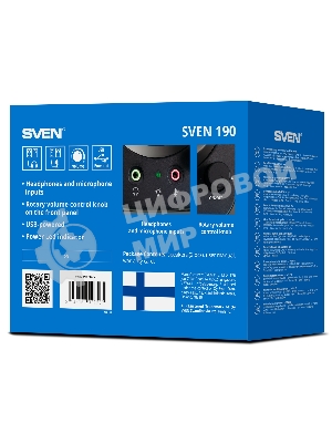 Портативная акустика SVEN 190, черный (6 Вт, питание USB)