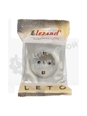 Розетка 1-м ОП LETO с заземл. ПБТ крем LEZARD 752-0300-122B