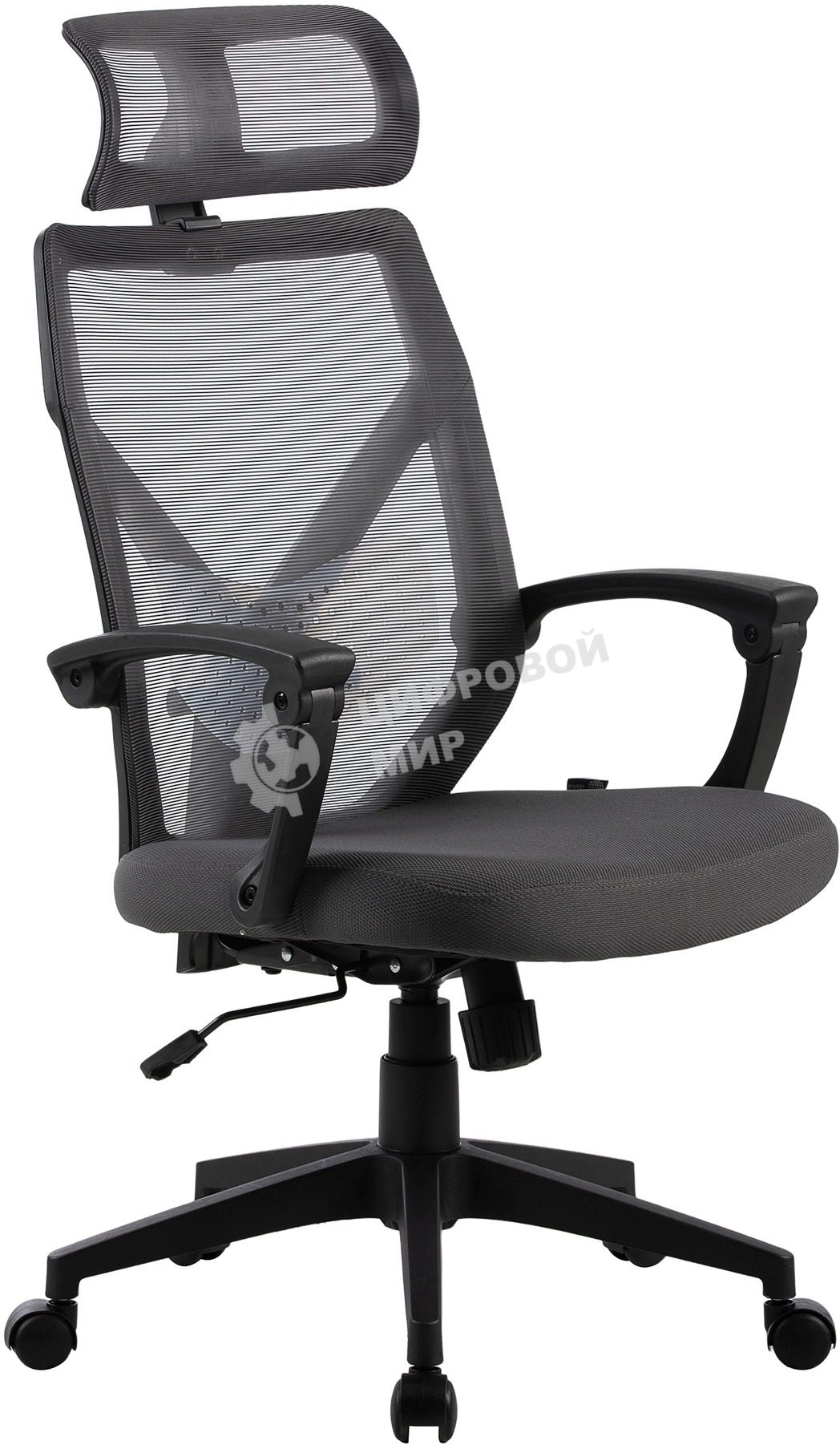 Кресло Cactus CS-MC414-GY черный, сетка, подголовник