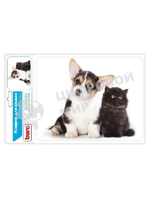 Коврик для мыши Buro BU-M40095 рисунок/котенок и щенок