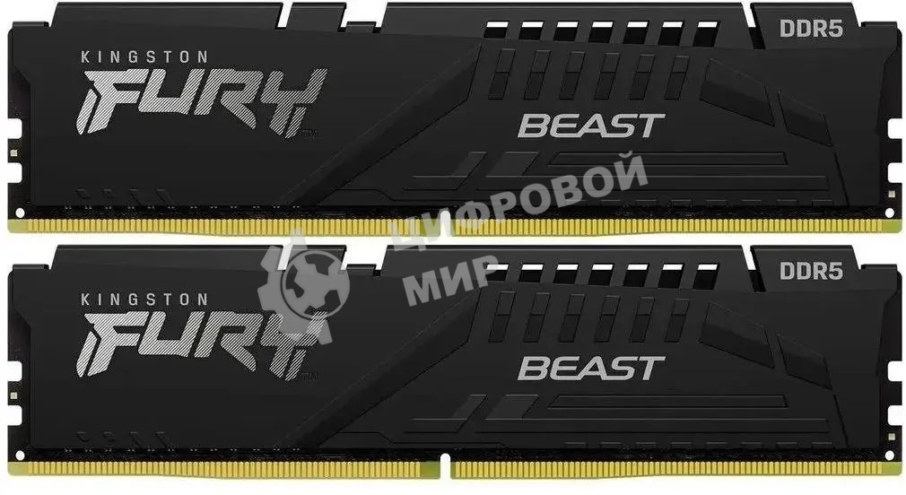 Оперативная память Kingston Fury Beast, DDR5, 16GB (2x8GB), 5600MHz, CL36, DIMM, с радиаторами, черный