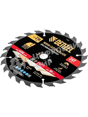 Пильный диск по дереву Denzel ф216 х 20 мм, 24 зубьев