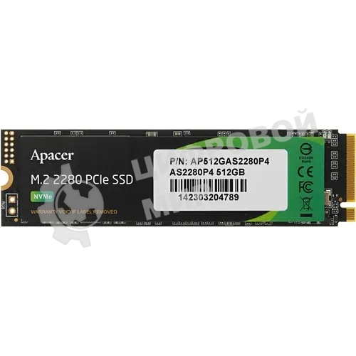 Накопитель SSD Apacer AS2280P4, 512Gb, M.2 2280, PCIe 3.0 x4, NVMe, R/W 2100/1500