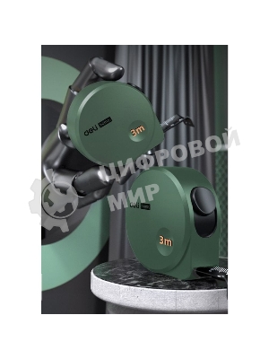 Измерительный и разметочный инструмент Deli Рулетка Home Series Green HT8316L 3м х 16мм, эксклюзивный дизайн, корпус - высококачественный софттач пластик