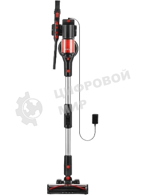 Пылесос вертикальный Kitfort КТ-5389 черный/красный, питание от аккумулятора, 225 Вт, уборка сухая, пылесборник 1 л