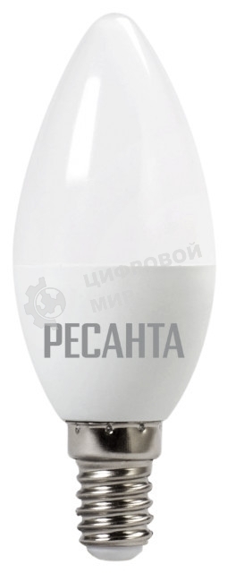 Лампа светодиодная Ресанта LL-R-C37-6W-230-4K-E14 свеча, 6 Вт, нейтр., Е14