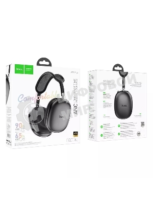 Беспроводные/проводные наушники Hoco W55 Plus серый космос, накладные, Bluetooth + проводной