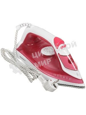 Утюг Scarlett SC-SI30K56 розовый, 2400; Световой индикатор работы: Да; Регулируемый пар до г/мин: 35; Паровой удар до г/мин: 140; Резервуар для воды, мл: 280; Функция разбрызгивания воды: Да; Терморегулятор: Да; Вертикальное отпаривание: Да; Регулировка степени отпаривания: Да; Покрытие подошвы: Керамическая подошва KeramoPro; Самоочистка: Да; Система защиты от накипи ANTI-CALC: Да; Функция автоотключения AUTO-SHUT OFF: Да; Размер утюга Ш*В*Г, мм: 289*120*140; Шарнирное крепление шнура: Да; Длина электрошнура, м: 1.8; Цвет шнура: В цвет корпуса;