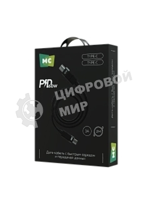 Дата-кабель MORE CHOICE (4620202554987) K87aa 2м USB 3.0A PD60W для Type-C Type-C- 2м, черный