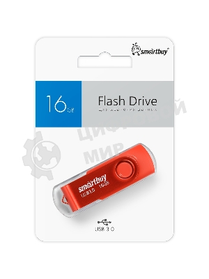 Флешка USB SmartBuy Twist Red (SB016Gb3TWR), 16Gb, USB 3.0, R/W 70/40, красный