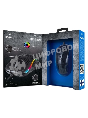 Игровая мышь SVEN RX-G860 чёрная (8 кнопок, 12800 dpi, USB, RGB подсветка )