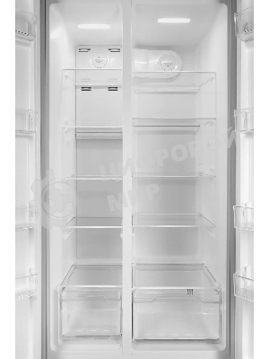 Холодильник Hyundai CS55023F нержавеющая сталь двухкамерный 347/185 л морозилка слева, No Frost, Side by Side