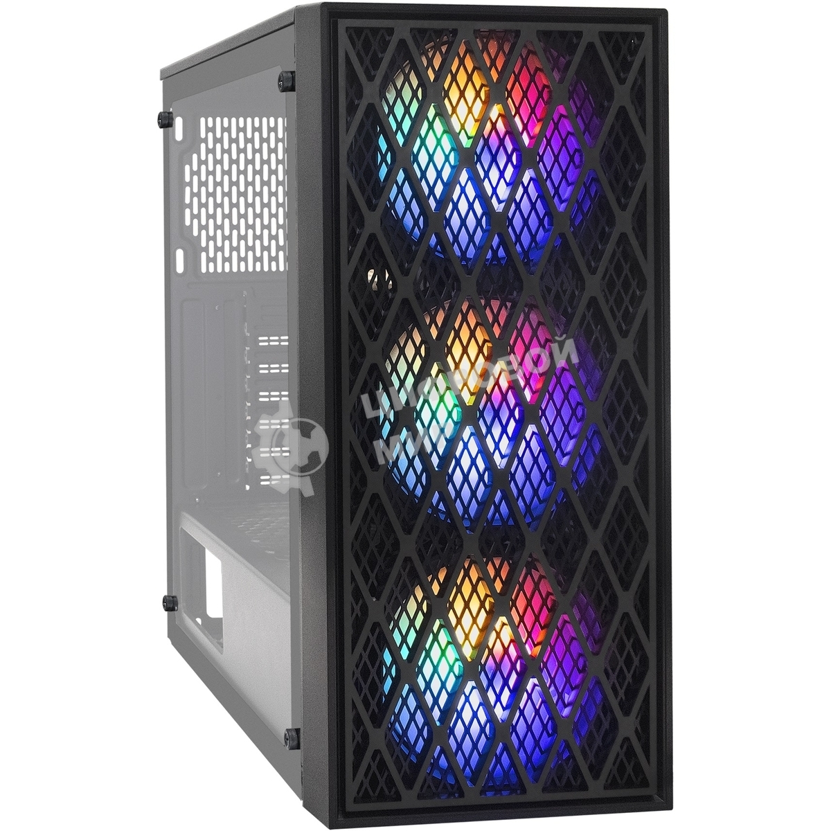Компьютерный корпус Miditower ExeGate EVO-8243-NPX600 (ATX, БП 600NPX с вент 12 см, 2хUSB+1хUSB 3.0, черный, 3 вент. с RGb подсветкой, боковая панель - закаленное стекло)