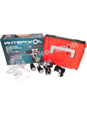 Дрель-шуруповерт ИНТЕРСКОЛ ДА-10/12В 38, 12 В, 2,5 Ач, 38 Нм, бесщеточный