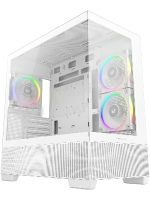 Компьютерный корпус Deepcool CG380 3F WH без БП, боковое окно (панорама), 3x120мм ARGB PWM вентилятора, белый, mATX