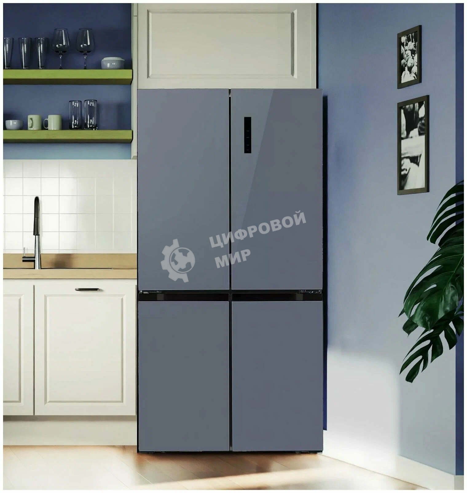 Холодильник LEX LCD505GbGID серый трехкамерный 321/144л морозилка снизу, No Frost, Side by Side