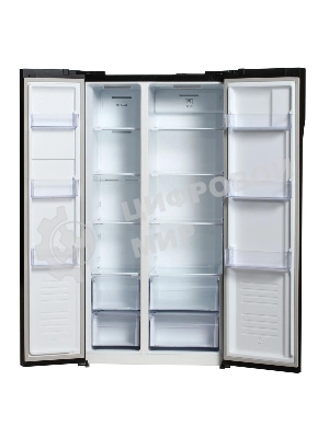 Холодильник Hyundai CS5003F черное стекло двухкамерный 331/165л морозилка сбоку, No Frost, Side by Side