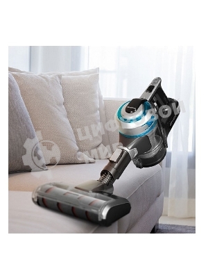 Пылесос вертикальный Redmond RV-UR380 серый/голубой, питание от аккумулятора, 300 Вт, уборка сухая, пылесборник 0,55 л