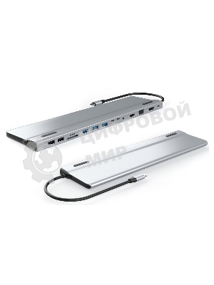 Адаптер VCOM TypeC -->3*USB3.0+2*USB2.0+VGA+RJ45+SD+TF+AUD+HDMI+DP+2*USB3.1 Data+PD