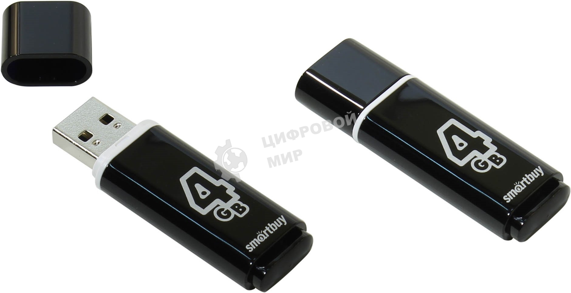 Флешка USB Smartbuy Glossy series black (SB4GbGS-K), 4Gb, USB 2.0, R/W 25/15, черный