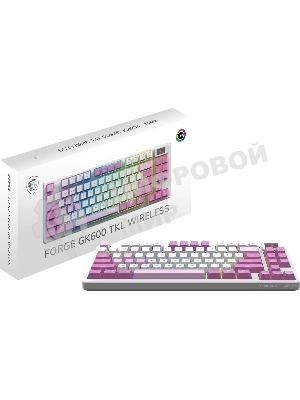 Клавиатура MSI Forge GK600 гибридная, Bluetooth, радиоканал, белый