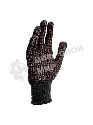 Перчатки трикотажные Сибртех, синтетическая нить, ПВХ-гель точка, черный, L, 13 класс