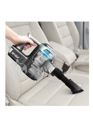 Пылесос вертикальный Redmond RV-UR380 серый/голубой, питание от аккумулятора, 300 Вт, уборка сухая, пылесборник 0,55 л