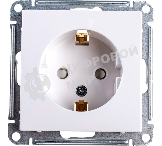 Механизм розетки 1-м СП W59 16А защ. шторки с заземл. белый SchE RS16-152-1-86