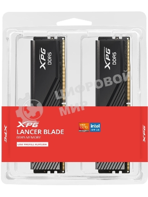 Оперативная память ADATA Lancer Blade, DDR5, 64GB (2x32GB), 5600 MHz, CL46, с радиатором, черный