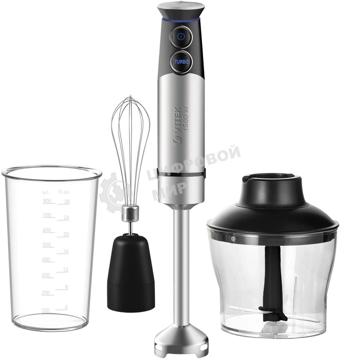 Блендер погружной Vitek VT-3411 1500 Вт, стальной/черный