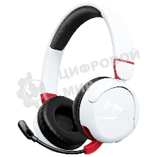 Гарнитура HyperX Cloud Mini белый, беспроводная + проводная, Bluetooth, до 25 ч, совместимость с PS5, Xbox