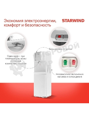 Кулер Starwind SW-1115EW напольный, электронный, белый