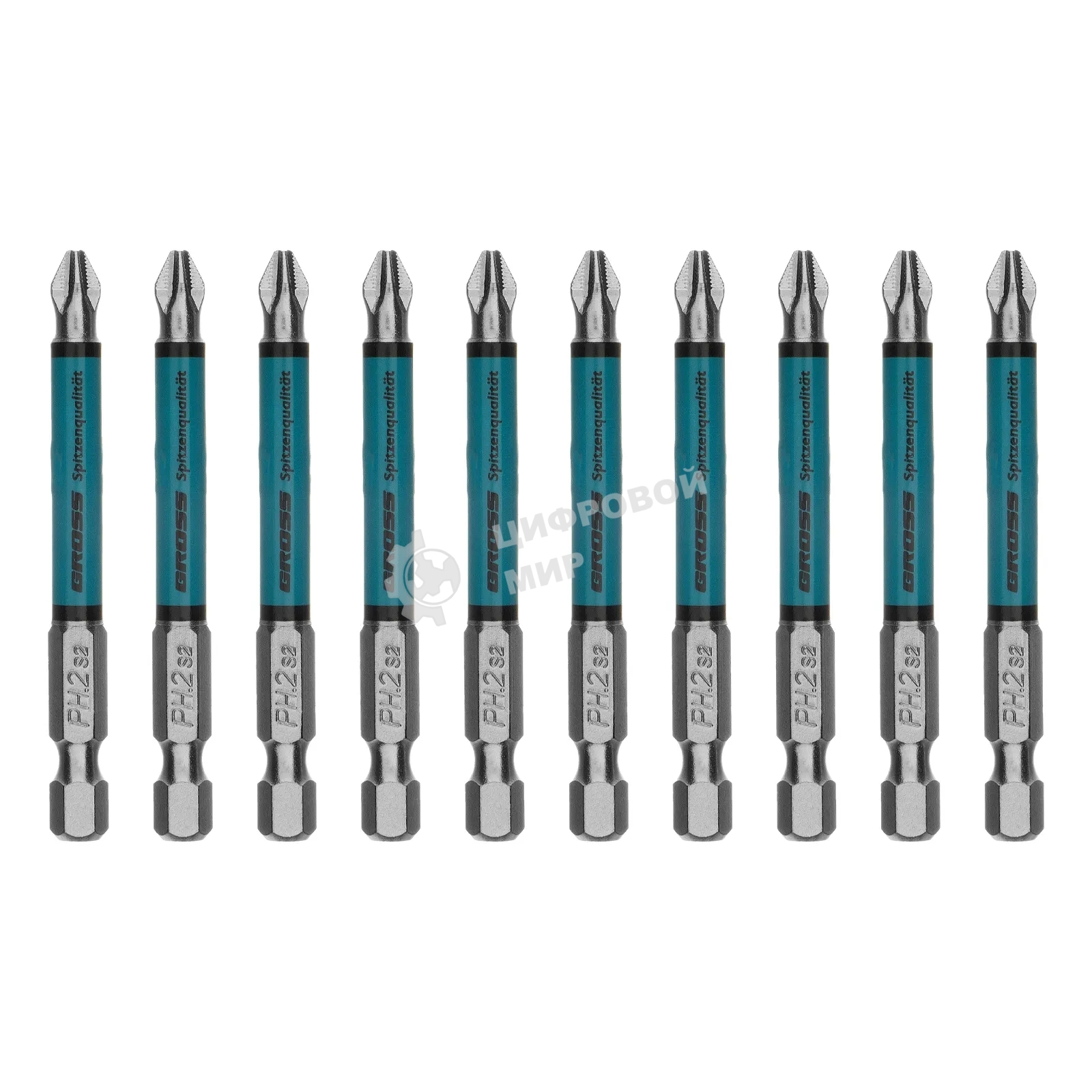 Бита Gross PH2х70 мм, сталь S2, кругл., отрывн., 10 шт.