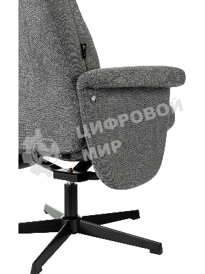 Кресло для дома Бюрократ Baron с пуфом серый, металл черный крестов. (BARON/GREY)