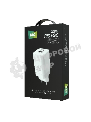 Сетевое зарядное устройство MORE CHOICE NC85 1USB+1Type-C 3.0A PD 20W+QC3.0, белый