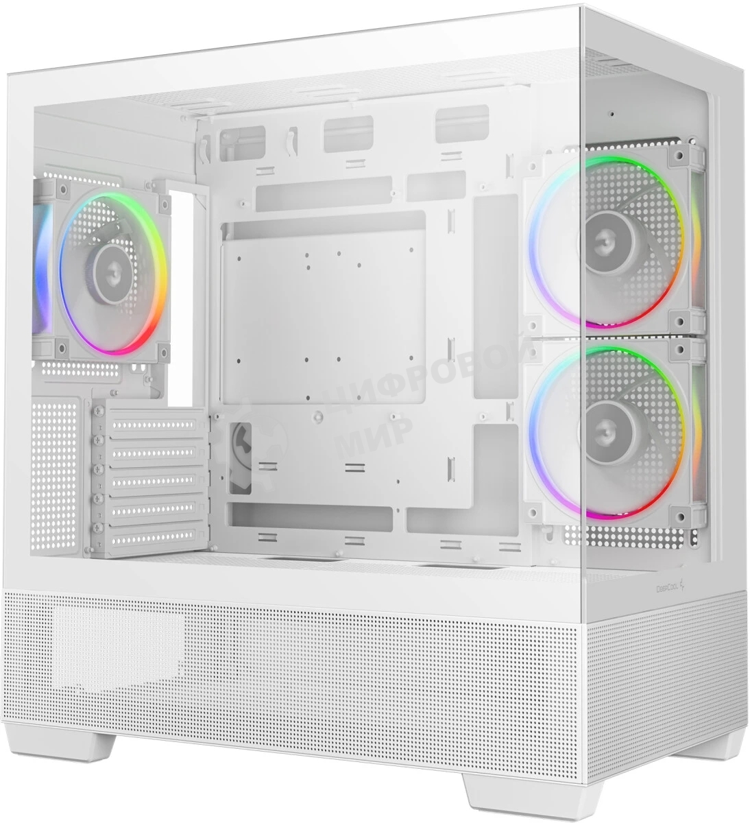 Компьютерный корпус Deepcool CG380 3F WH без БП, боковое окно (панорама), 3x120мм ARGB PWM вентилятора, белый, mATX