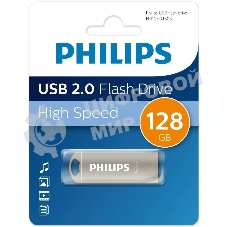 Флешка USB PHILIPS IRON (FM12FD150B/97), 128Gb, USB 2.0, R/W 25/18, серый