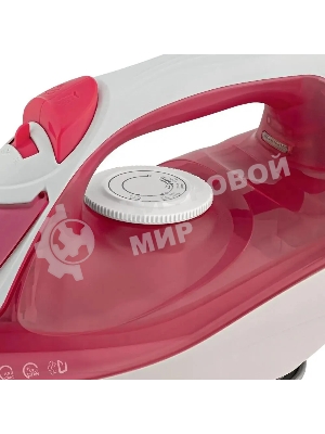 Утюг Scarlett SC-SI30K56 розовый, 2400; Световой индикатор работы: Да; Регулируемый пар до г/мин: 35; Паровой удар до г/мин: 140; Резервуар для воды, мл: 280; Функция разбрызгивания воды: Да; Терморегулятор: Да; Вертикальное отпаривание: Да; Регулировка степени отпаривания: Да; Покрытие подошвы: Керамическая подошва KeramoPro; Самоочистка: Да; Система защиты от накипи ANTI-CALC: Да; Функция автоотключения AUTO-SHUT OFF: Да; Размер утюга Ш*В*Г, мм: 289*120*140; Шарнирное крепление шнура: Да; Длина электрошнура, м: 1.8; Цвет шнура: В цвет корпуса;