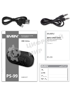 Портативная акустика SVEN PS-99, черный (10 Вт, Waterproof (IPx5), TWS, Bluetooth, 1800мА*ч)