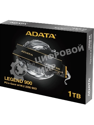Накопитель SSD ADATA LEGEND 900, 1Tb, PCIe 4.0 x4, M.2 2280, NVMe, R/W 7000/4700, с радиатором