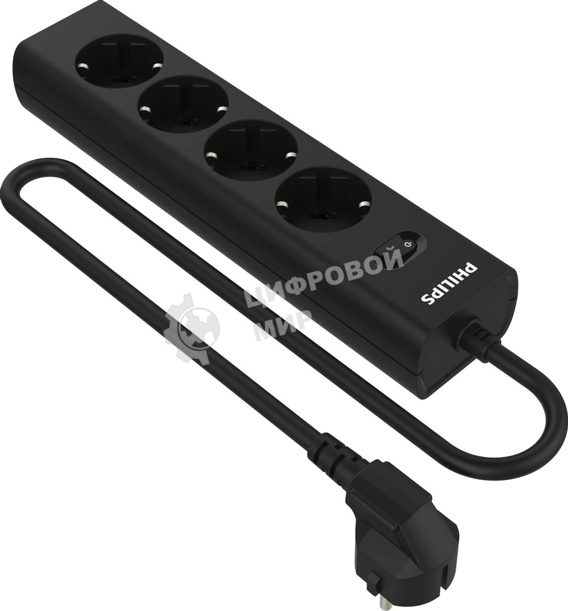Сетевой фильтр Philips CHP2145BC/51, 5 м, 4 розетки, черный