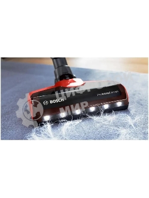 Пылесос вертикальный Bosch BCS711PET черный/красный, питание от аккумулятора, 18 Вт, уборка сухая, пылесборник контейнер 0.3 л