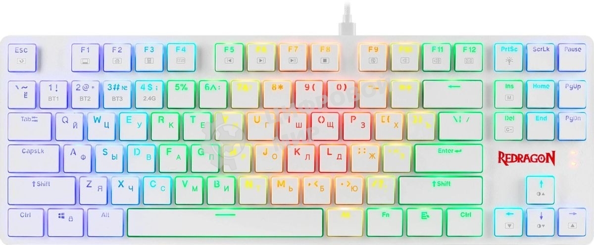 Клавиатура беспроводная Redragon Anubis беспроводная, USB, Bluetooth/Радиоканал, белый