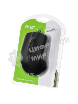 Мышь проводная Acer OMW010 черный, 1200 dpi, USB, кнопки - 3