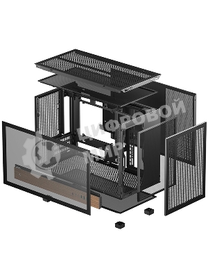 Корпус DeepCool CH260 Wood, Micro-Tower, чёрный