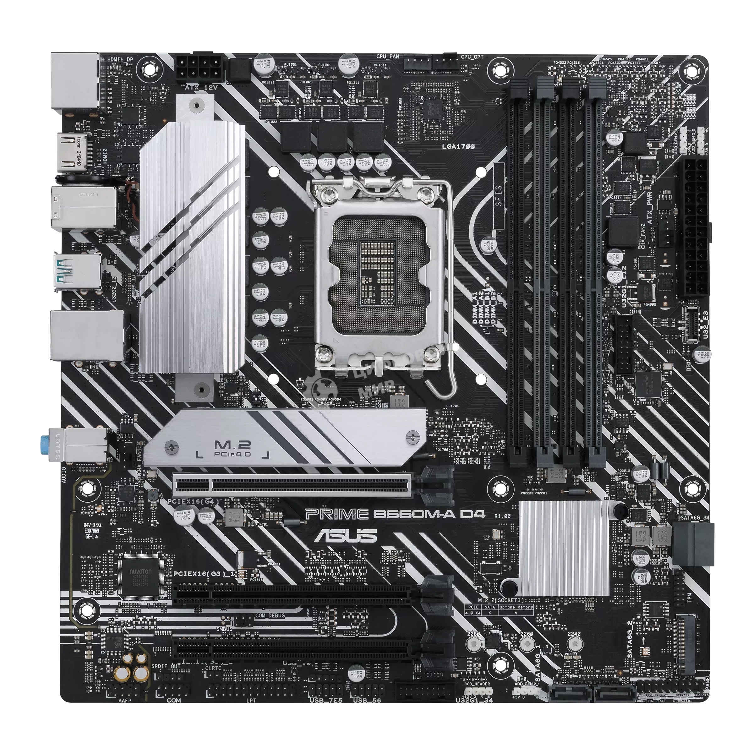 Материнская плата ASUS PRIME B660M-A D4-CSM, LGA 1700, Intel B660, 4xDDR4, 4xSATA, 2xM.2, 1xPCIe 4.0 x16, 1xPCIe 4.0 x4, 1xDP, 2xHDMI, 1x 1Gb LAN, 2xUSB-A 3.2 Gen 2, 4xUSB-A 2.0, 3x3.5 мм, 7.1, mATX