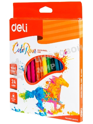 Карандаши цветные Deli ColoRun EC00120 трехгранные пластик 24цв. коробка/европод.